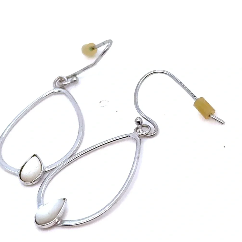 Silver 925 Teardrop‎ Earrings with White Accent - Women Jewelry